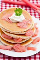 Rhubarb and ginger pancakes