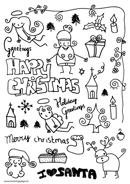 Download Christmas fun doodles Colouring Page | MummyPages ...