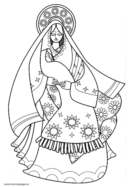 mary and baby jesus 2 colouring page