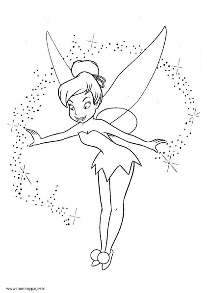 Disney Tinkerbelle with pixie dust Colouring... | MummyPages.MummyPages.ie